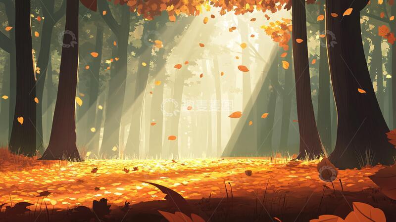 高清大图下载【趣麦麦图】秋天风景插画5