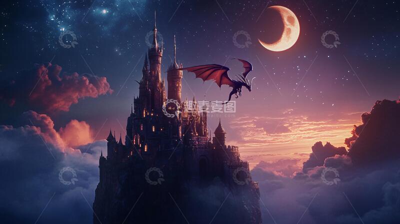 高清大图下载【趣麦麦图】奇幻城堡夜景1