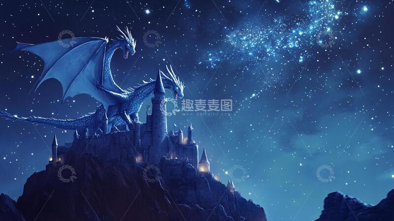 高清大图下载【趣麦麦图】星夜龙飞城堡
