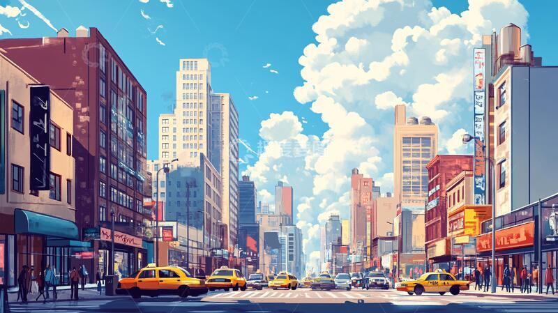 高清大图下载【趣麦麦图】纽约城市鼠绘1