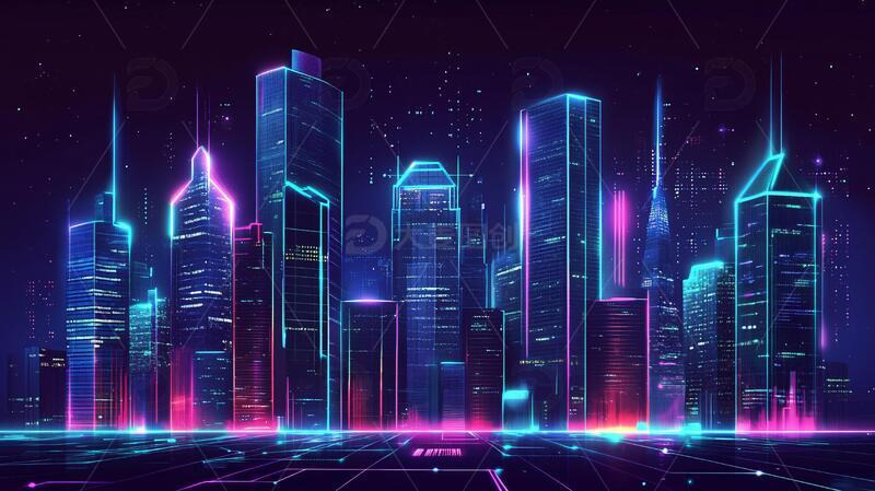 高清大图下载【趣麦麦图】紫色科技城市2