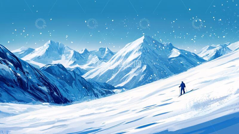 高清大图下载【趣麦麦图】冬季户外登山雪景