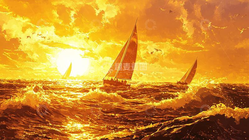 高清大图下载【趣麦麦图】乘风破浪背景5