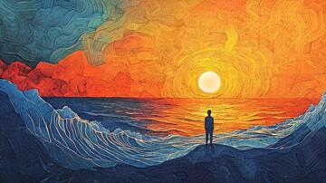 看日出插画插画落日干货