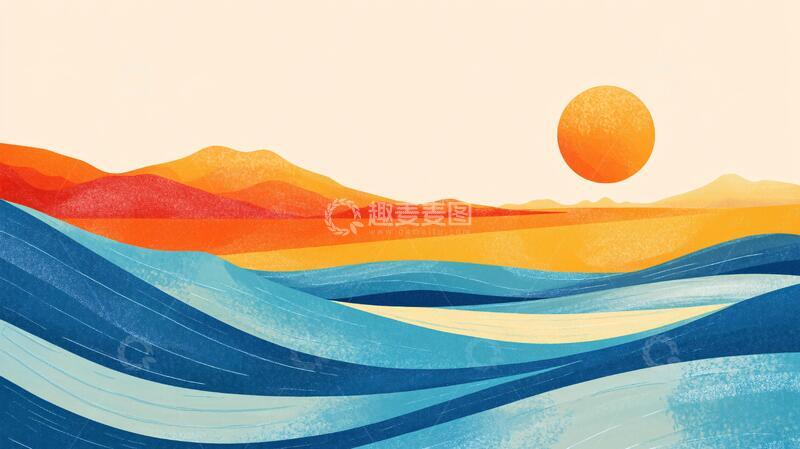 高清大图下载【趣麦麦图】高端山水线包装插画4