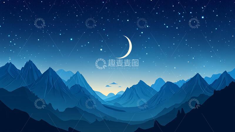 高清大图下载【趣麦麦图】夜晚山峰夜幕夜景山色