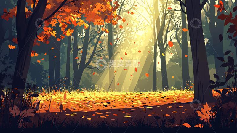 高清大图下载【趣麦麦图】秋天风景插画4