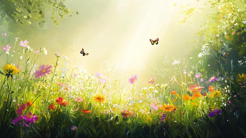 高清大图下载【趣麦麦图】蝴蝶与仙境蝴蝶梦幻花丛