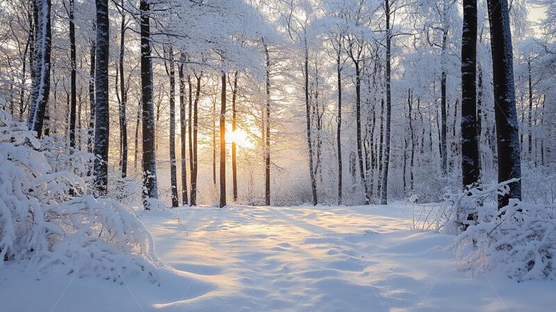 高清大图下载【趣麦麦图】冬天日出冬天森林日出