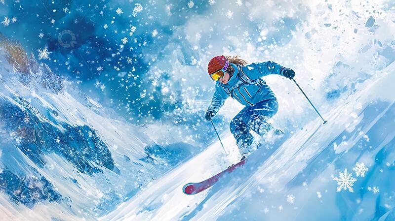 高清大图下载【趣麦麦图】滑雪插画插画视觉文化