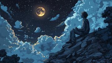 月光插画月光下4