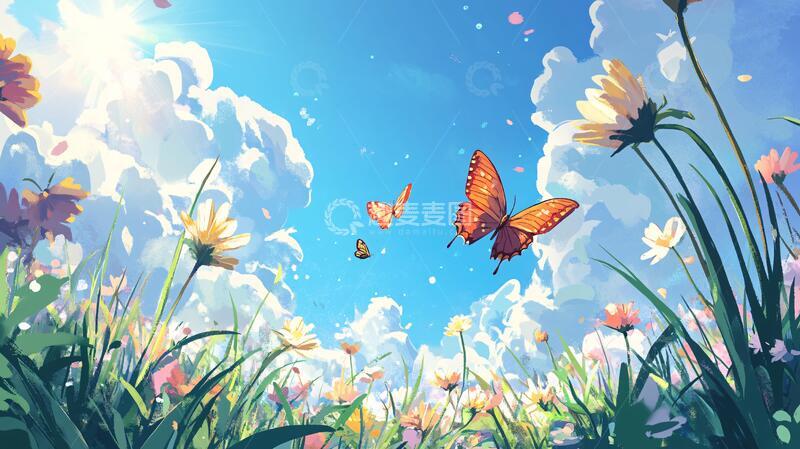 高清大图下载【趣麦麦图】花丛与蝴蝶花丛仙境素材