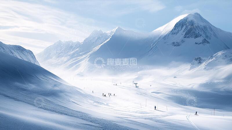 高清大图下载【趣麦麦图】雪山大场景背景视觉插画