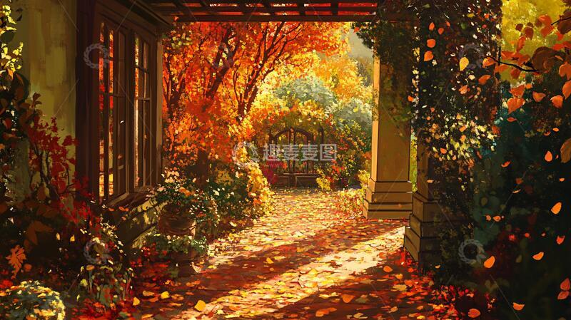 高清大图下载【趣麦麦图】唯美秋天小道2