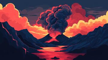 山崩插画火山插画山崩