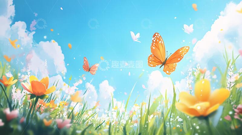 高清大图下载【趣麦麦图】花海与蝴蝶蝴蝶花丛梦幻