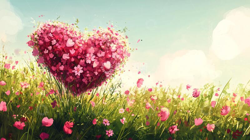 高清大图下载【趣麦麦图】爱心花景爱心背景花丛