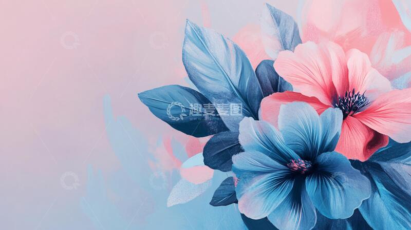 高清大图下载【趣麦麦图】渐变风花朵花朵壁纸立体