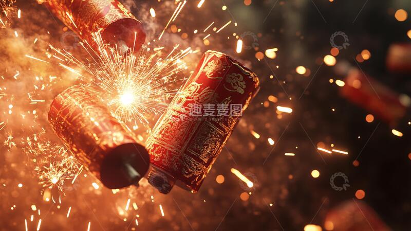 高清大图下载【趣麦麦图】过年放炮礼炮鞭炮烟花