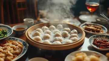 团圆夜餐桌汤圆