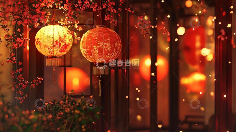 高清大图下载【趣麦麦图】古风人物喜庆灯饰