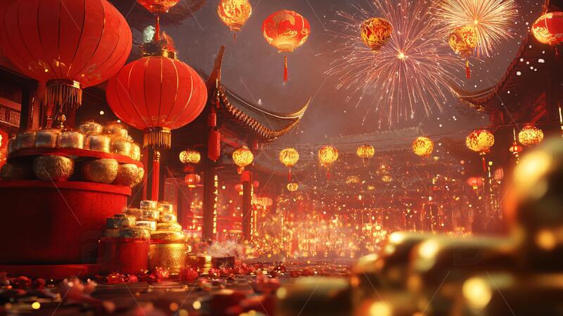 高清大图下载【趣麦麦图】喜庆场景灯笼密布20