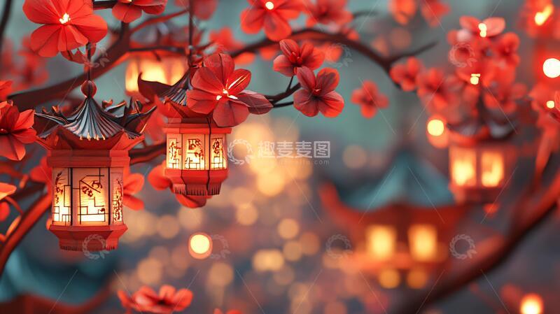 高清大图下载【趣麦麦图】花灯插画花灯插画灯笼