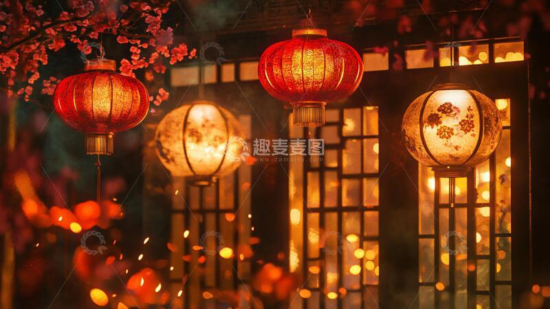 高清大图下载【趣麦麦图】古风花灯灯笼古风夜景