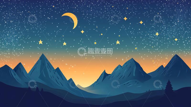 高清大图下载【趣麦麦图】夜晚山峰夜景夜晚山景