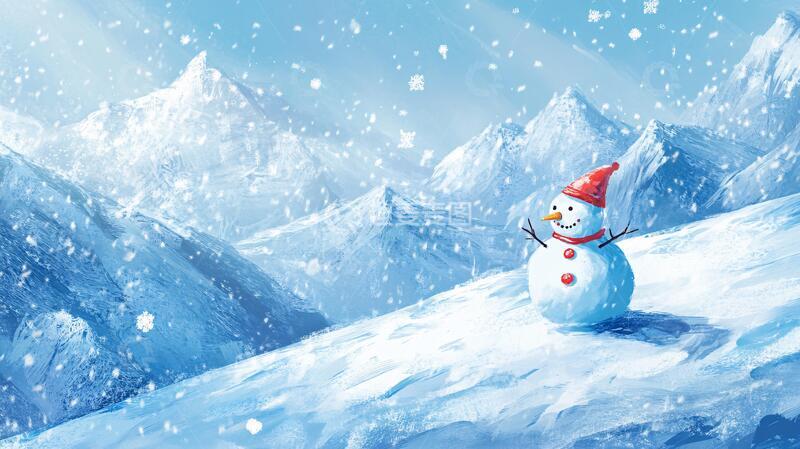 高清大图下载【趣麦麦图】雪人插画插画雪人款冬