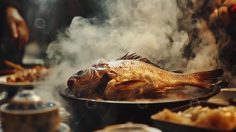 高清大图下载【趣麦麦图】火盆鲤鱼火盆烤鱼文化