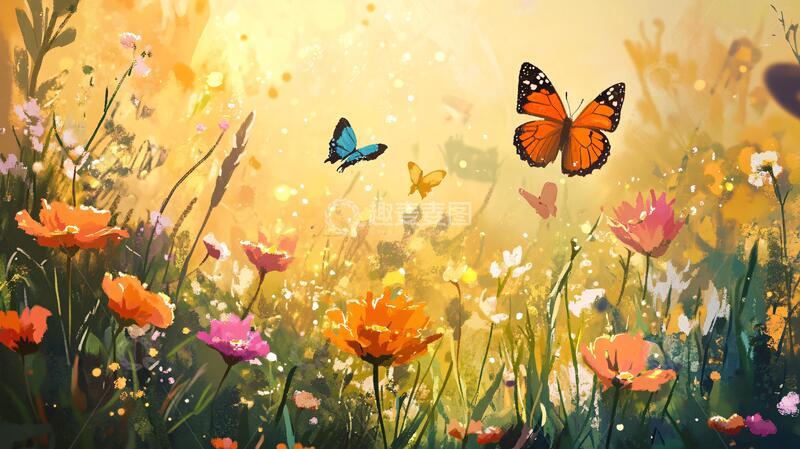 高清大图下载【趣麦麦图】花丛蝴蝶花丛梦幻仙境