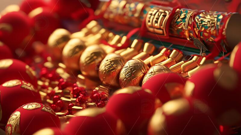 高清大图下载【趣麦麦图】过年礼炮素材年货小景