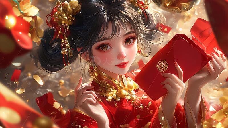 高清大图下载【趣麦麦图】古风美女过年