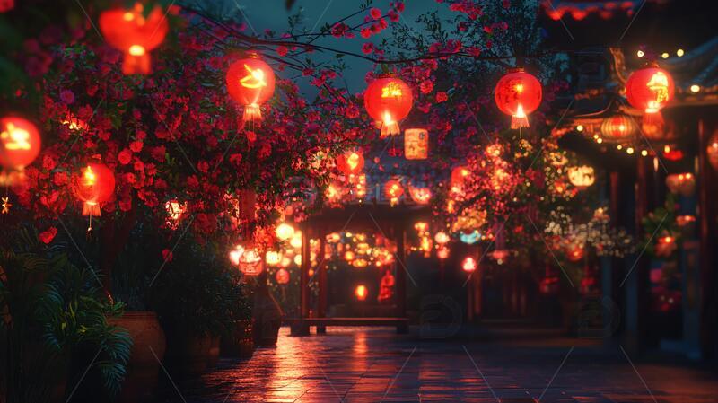 高清大图下载【趣麦麦图】古风花灯古风场景状元