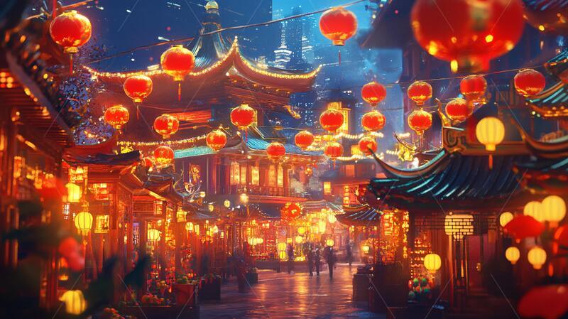 高清大图下载【趣麦麦图】元宵赏灯场景3