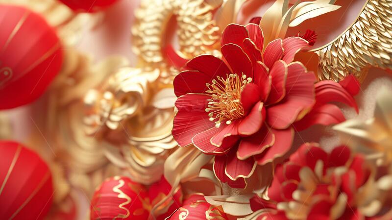 高清大图下载【趣麦麦图】春节红灯笼花艺