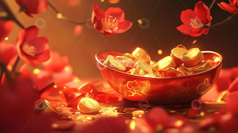 高清大图下载【趣麦麦图】金元宝花卉背景