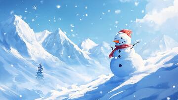 雪人插画插画手绘雪人