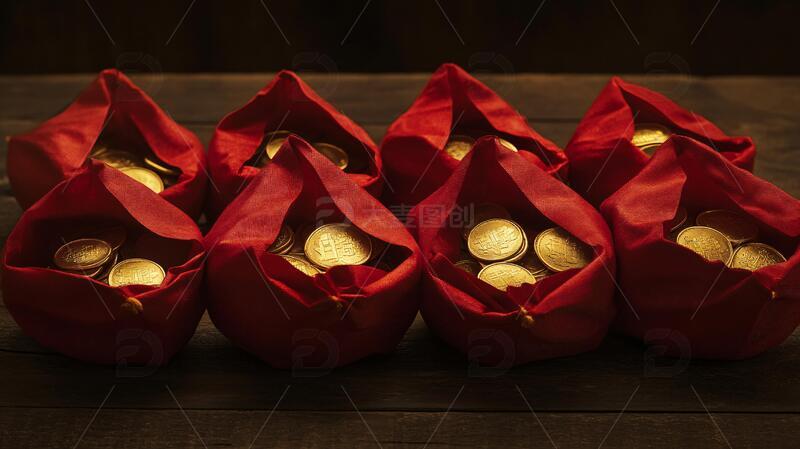 金元宝铜钱红绸