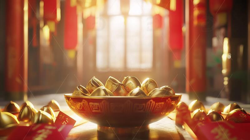 高清大图下载【趣麦麦图】奉旨发财财神场景钵盂