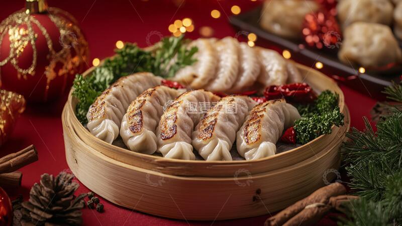 高清大图下载【趣麦麦图】新年晚宴饺子年糕