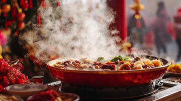 春节围炉盆菜美食围炉