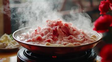 吃火锅人像火锅冰川干冰