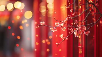 春节意境气息意境红底