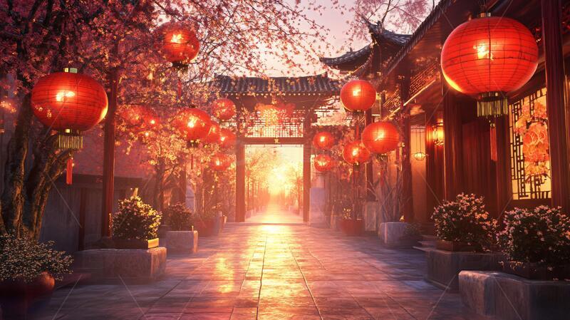 高清大图下载【趣麦麦图】古风场景春暖花开