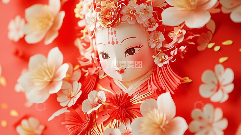 高清大图下载【趣麦麦图】京剧花旦新年包装