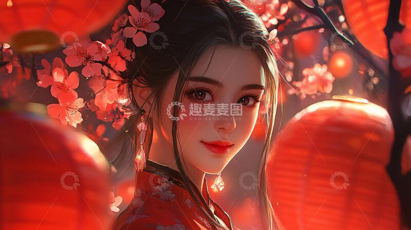 高清大图下载【趣麦麦图】春桃花灯节庆