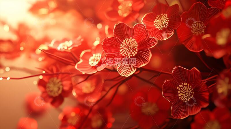 高清大图下载【趣麦麦图】简红大气花朵2