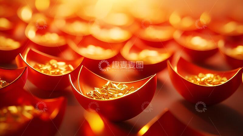 高清大图下载【趣麦麦图】金元宝背景背景素材底纹